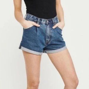 Abercrombie Annie High Rise Cuffed Pleated Jean Shorts